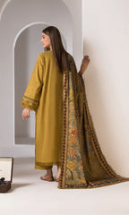 3pc unstitched heavy embroidered suit with poly lawn digital printed dupatta