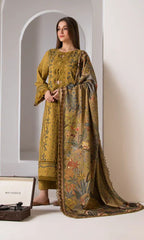 3pc unstitched heavy embroidered suit with poly lawn digital printed dupatta