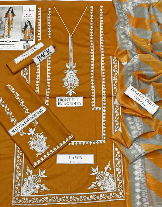 DFW-49 Asim Jofa Unstitched Embroided dhanak Dress