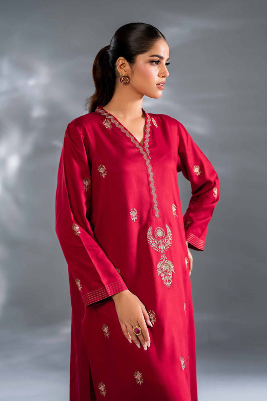 2 Piece -LINEN Embroidered Suit - KFW24-93