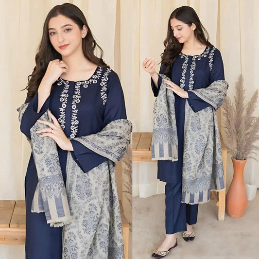 Aisling 3PC – Elegant Embroidered dhanak Set | 2025