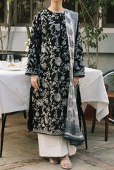 ZARA SHAH JAHA Embroidered 3pc linen dress with digital printed dupatta.